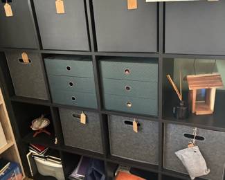 same Ikea solid black furniture $80 without the bins, $100 with 8 solid square bins (not the ones looking like drawers) - if you buy both Ikea pieces, $140 without bins, $160 with bins