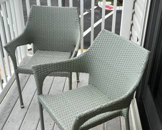 2 light green rigid outside chairs $40