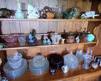 various glassware, collectible pottery etc