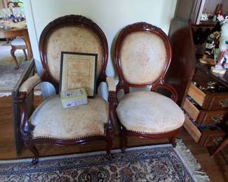 rosewood oval back Victorian chairs