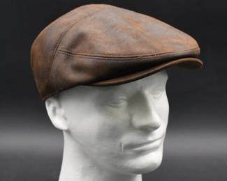 Henschel Hat Co USA leather flat cap