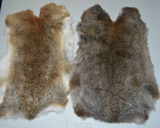 lot of 2 brown/white rabbit furs