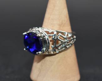 lab created blue sapphire ring