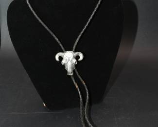 J Ritter cow skull bolo tie