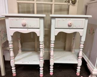 Pair vintage painted nightstands