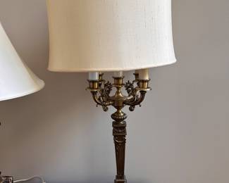 Pair brass lamps