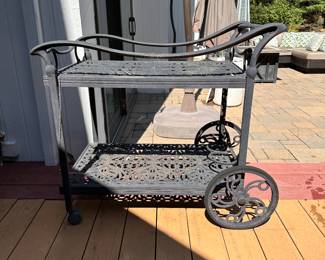 Cast aluminum bar cart