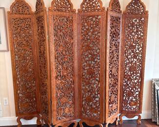 Carved teak screen