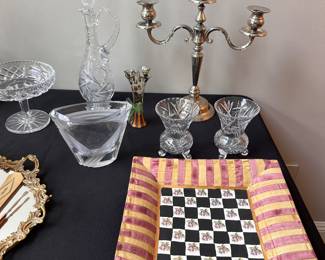 McKenzie Childs tray and vase