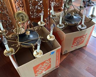 Pair Neoclassical chandeliers