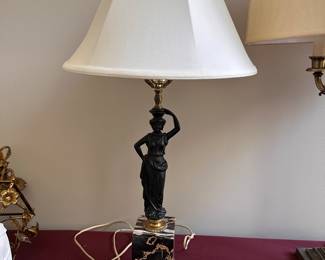 White metal figural lamp