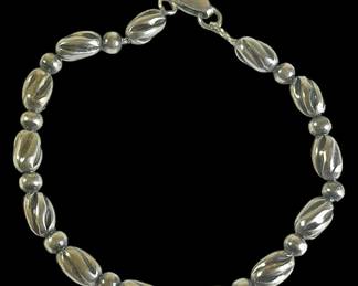 Sterling Silver Oval Bead Bracelet
