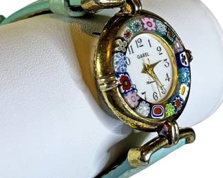 Murano Millefiori Watch With Leather Band