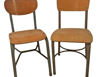 Pair MidCentury Industrial School Chairs