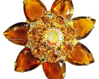 Amber Colored Mid Century Brooch