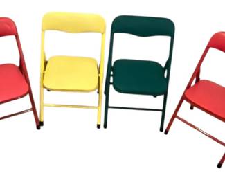 Four Padded Childs Folding Chairs