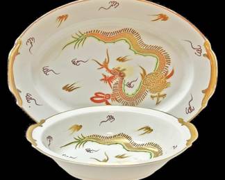 Gold Gilt Dragonware Moriage Serving