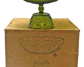Bartlett Collins Green Glass Compote