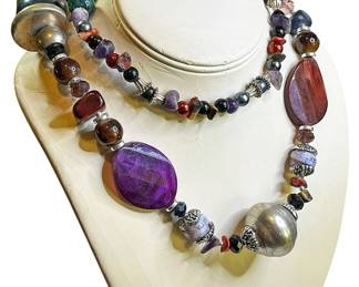 Very Heavy Silver Glass Bead Necklace