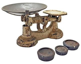 Cast Iron Balance Scale With Weights