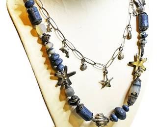 Heavy Double Strand Silver Sea Charm