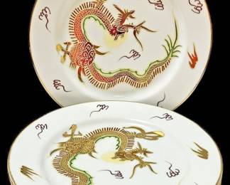 Gold Gilt Dragonware Moriage Dinner Plates