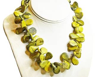 Chunky Yellow Serpentine Stone Necklace