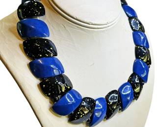 Avon Cobalt Blue Black Necklace