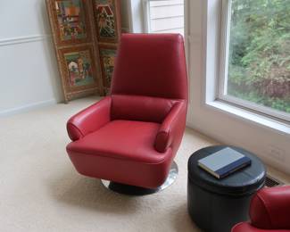 Picture  of  the  second red  faux leather  swivel  chair.
