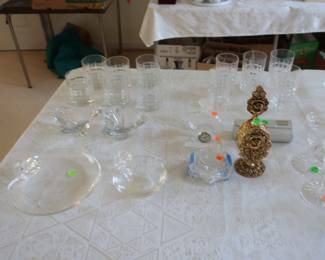 Waterford hi ball glasses and water glasses, Steuben and Baccarat 
