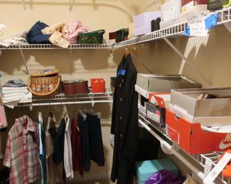 closet  with  women's    medium-  large  clothes,  shoes,  sewing  notions,  sarees