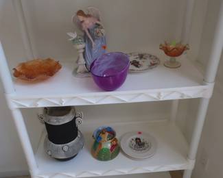 decor, carnival  glass, pottery