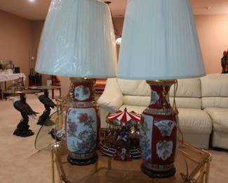 pair of asian style lamps