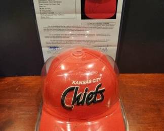 PATRICK MAHOMES ROOKIE SIGNATURE ON KANSAS CITY HAT. ULTRA RARE