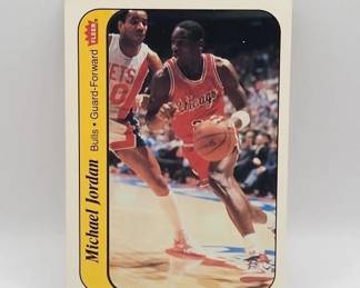 1986 FLEER MICHAEL JORDAN ROOKIE STICKER CARD. VERY CLEAN CARD
