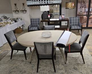 Dining table, chair