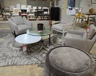 Armchair, ottoman, table