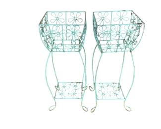 5114 - Pair Metal Wire Planters 30 x 14 x 14