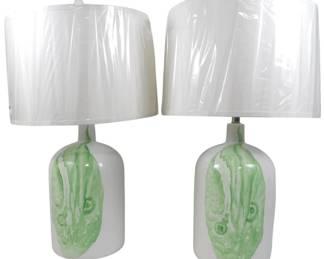 259xx - Pr Wildwood Longleaf Green Lamps 30" Lamp direct from showroom, it is untested, buying as is