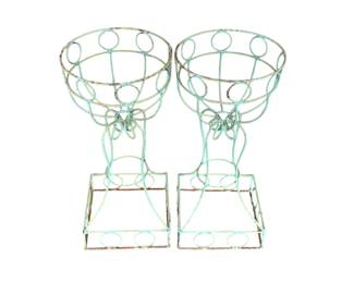 5108 - Pair Metal Wire Planters 22 x 10