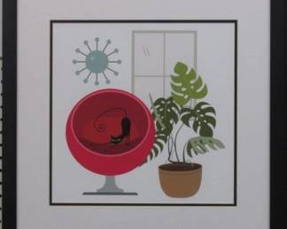 9043 - ATOMIC CAT IN BALL CHAIR 22 X 22