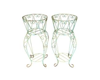 5113 - Pair Metal Wire Planters 30 x 14