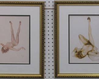 9047 - SET OF 2 PIN UP GIRLS BY ALBERTO VARGAS 16.5 X 20