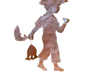 5100 - 55" Tall Metal Fishing Boy Garden Silhouette 55 x 32