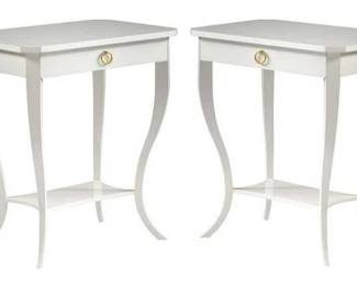 5006 - Pair Modern History Covington Chairside Tables Retail $1843 28.5 x 24.75 x 18.5