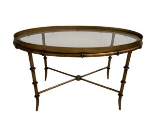 1616 - Chelsea House Metal Bamboo Coffee Table 18 x 29 x 19 glass top
