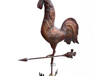 5136 - Copper Crowing Rooster Weathervane 54 x 30