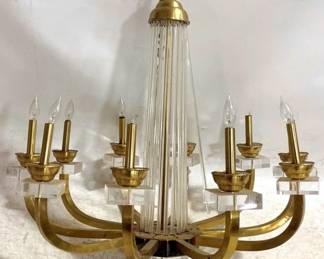 3402 - Modern History Chandelier, 40 x 40 AS IS - some glass stems damaged You are buying a used as-is electric/electronic item. We do not guarantee all components are present and if it is not expressly stated, it is untested.