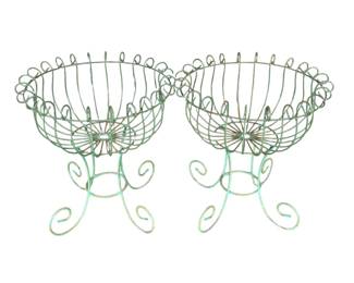 5109 - Pair Metal Wire Planters 25 x 22