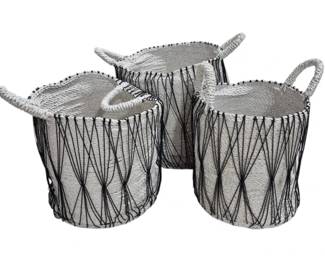 1852 - Set of 3 Decorative Baskets largest 16 x 16 x 16